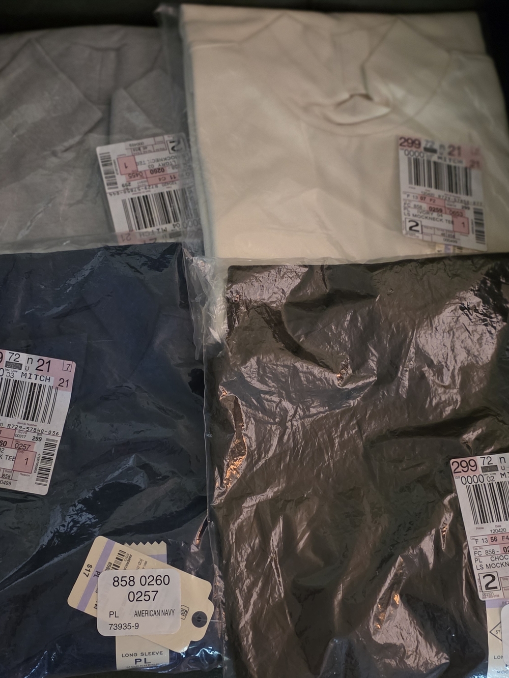 Ladies NWT Mockneck Long Sleeve Tops X4 (Navy, Cream, Gray, Brown) St Johns Bay